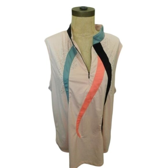 Jamie Sadock Size XL Slinky Stretchy Artsy Sporty Golf Pickleball Tennis Shirt - Picture 1 of 2